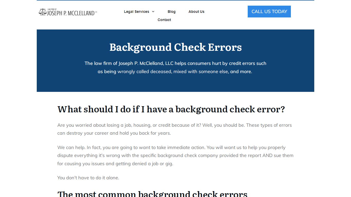 Background Check Errors - Can You Sue? - Joseph P. McClelland, LLC